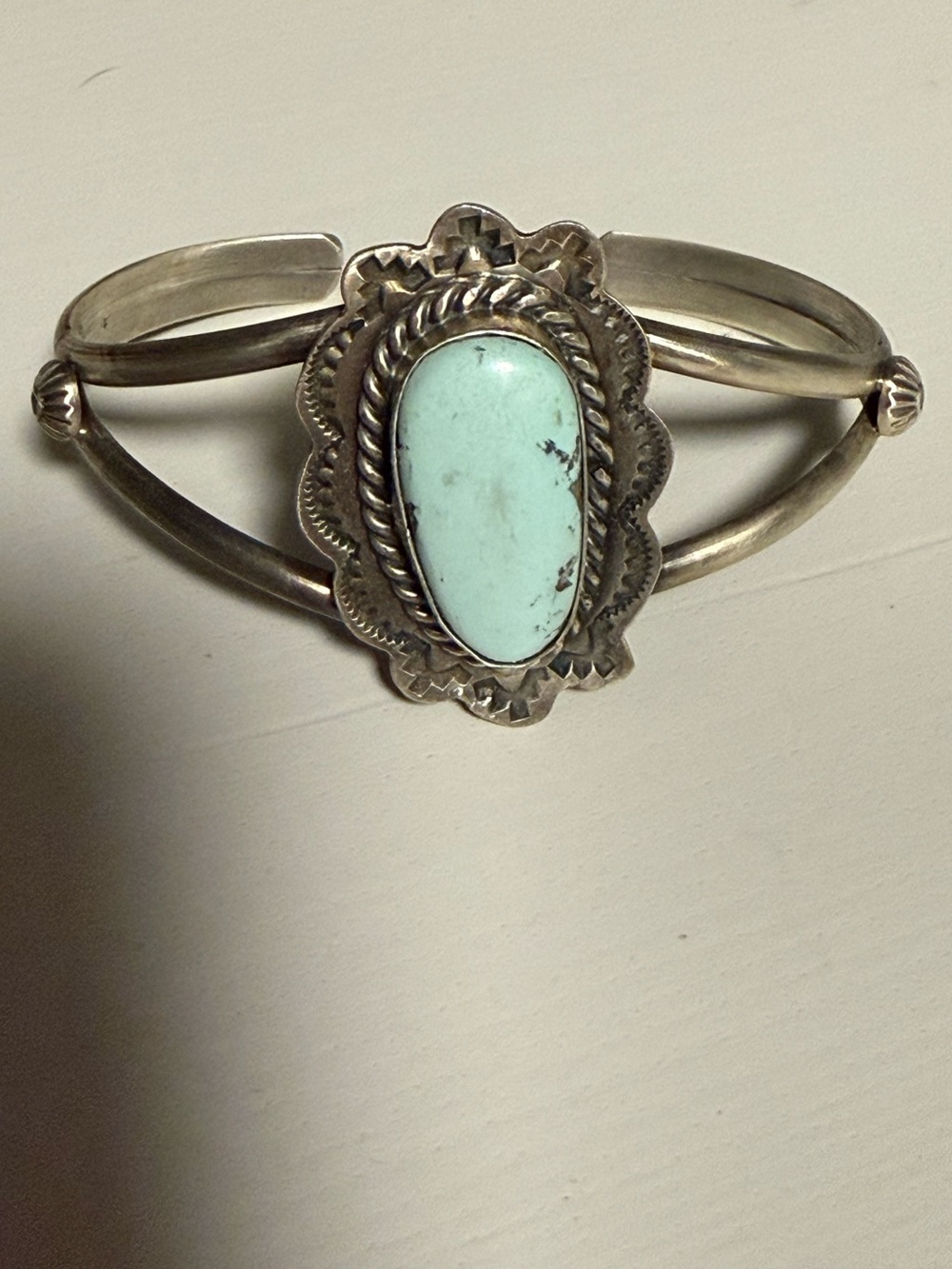 Sterling silver dry creek cuff. Stamped/signed.